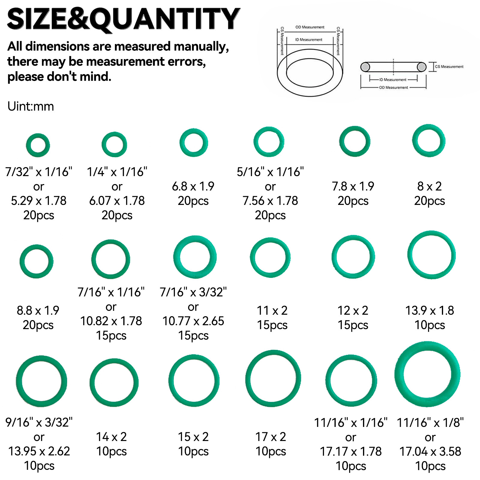 270Pcs x 18Sizes A/C AC System ORing Rapid Seal Repair Kit Gasket