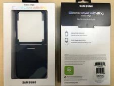 OEM Samsung Silicone Cover w/ Ring for Galaxy Z Flip 5 / Flip5 in Navy Blue