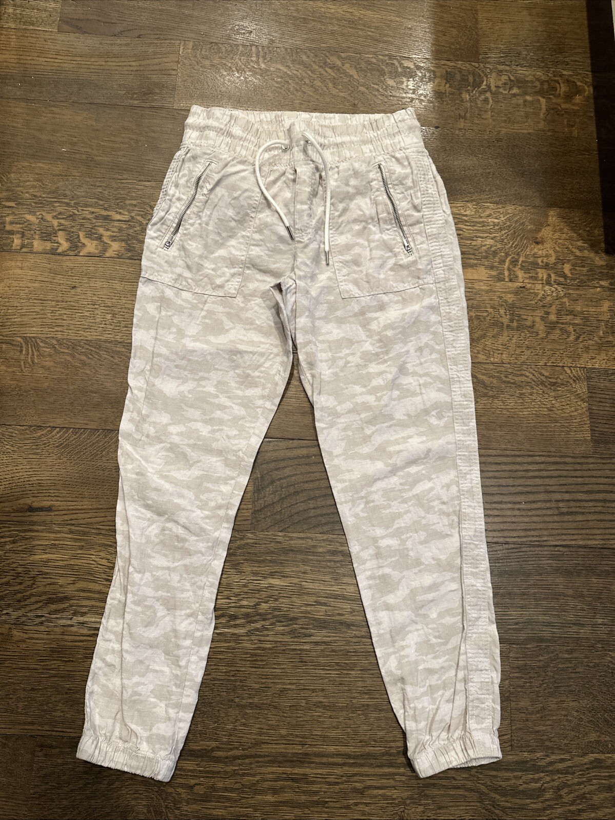 Athleta Pants Women’s 4 Cabo Tide Linen Jogger Neutral Camo High Waisted Pull On