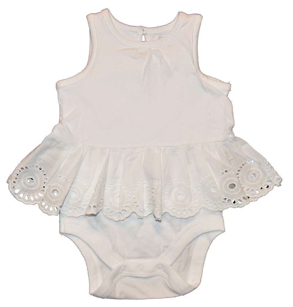 Baby Gap White Eyelet Skirt Portrait Bodysuit Romper 3-6 Months $20 NWT