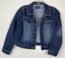 Place Girls Stretch Denim Jean Jacket Dark Wash Heart Buttons Childrens Place