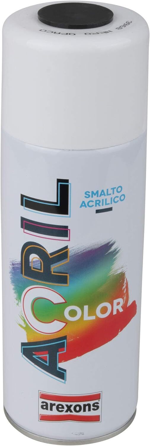 AREXONS § Acrilcolor, Smalto Spray Nero RAL 9005 400, ml Vernice Spray Tutte le