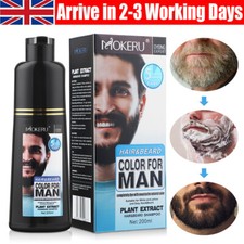 Mokeru Men Beard Hair Color Dye Shampoo Natural Mustache Dying Black Darkening