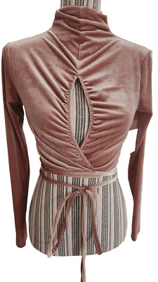 Open Edit Velour Mocha crop top Women's size S