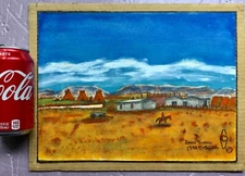 Great Primitive Painting of the Dakota Territory by Bo Carter in 1990