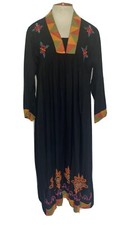 Pakistani Indian Punjabi Kameez Kurta Black With Multi Color Embroidery
