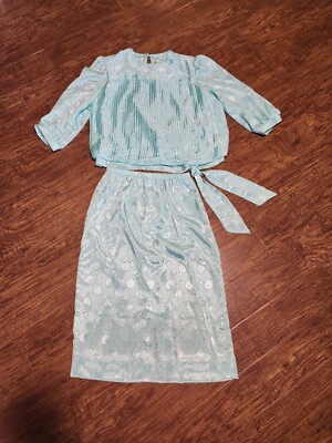 Vintage Lady Carole Woman's Two Piece Skirt/Blouse Set Floral Cottage Core 