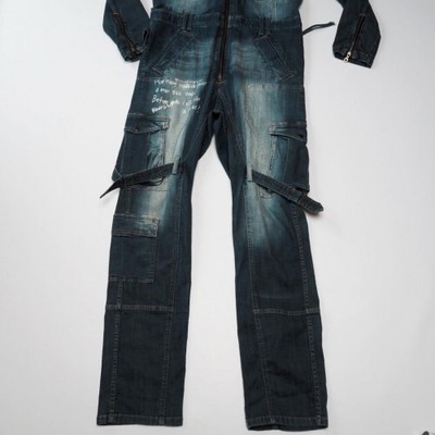 PPFM ARCHIVE Y2K Skull Embroidered Bondage Denim Jumpsuit