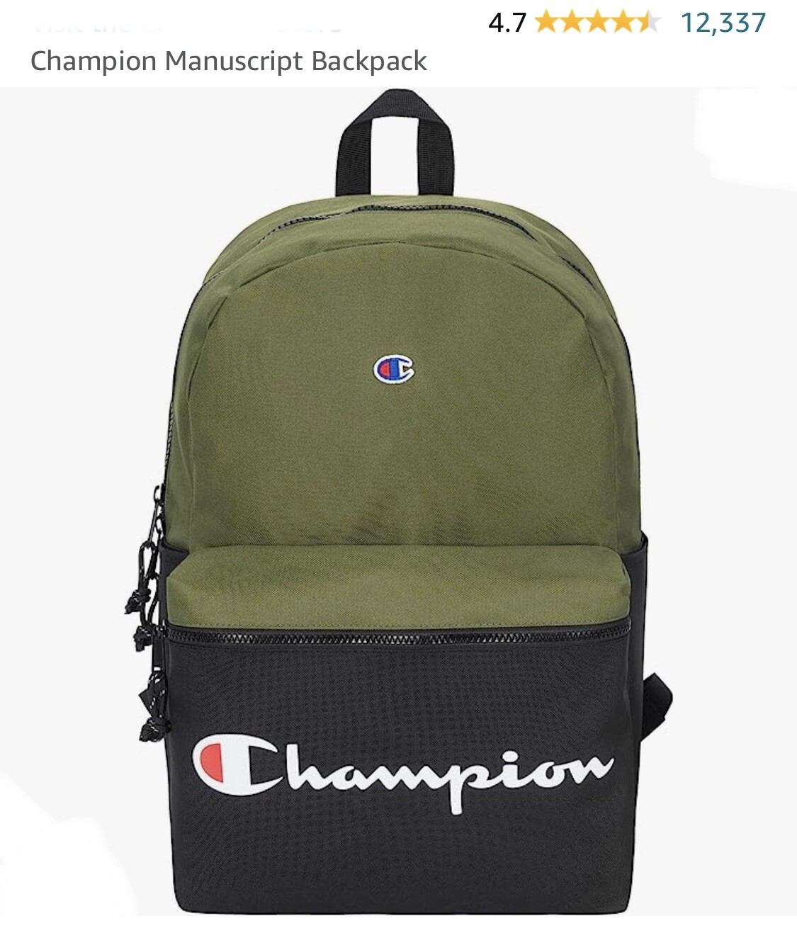 NEW CHAMPION CHF1000BFFN1-340 MANUSCRIPT SCHOOL BAG BACKPACK OLIVE GREEN