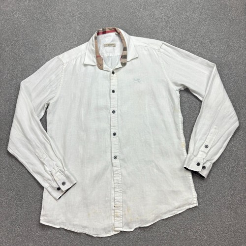 Chemise Burberry adulte grande blanche Brit brodée à carreaux Angleterre Londres homme *