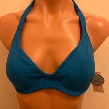 NWT Raisins Swimsuit Bikini Top Bra Underwire Sz D Blue
