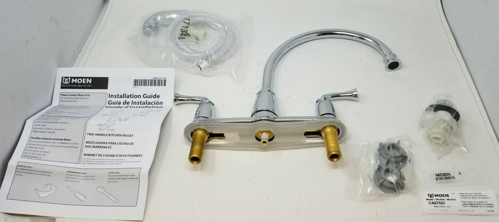 Moen Banbury CA87553 Chrome TwoHandle High Arc Kitchen Faucet eBay