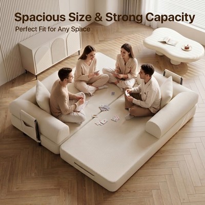 Pull-Out Sofa Bed Couch Sleeper Convertible Bed Couch With Side Pockets Washable