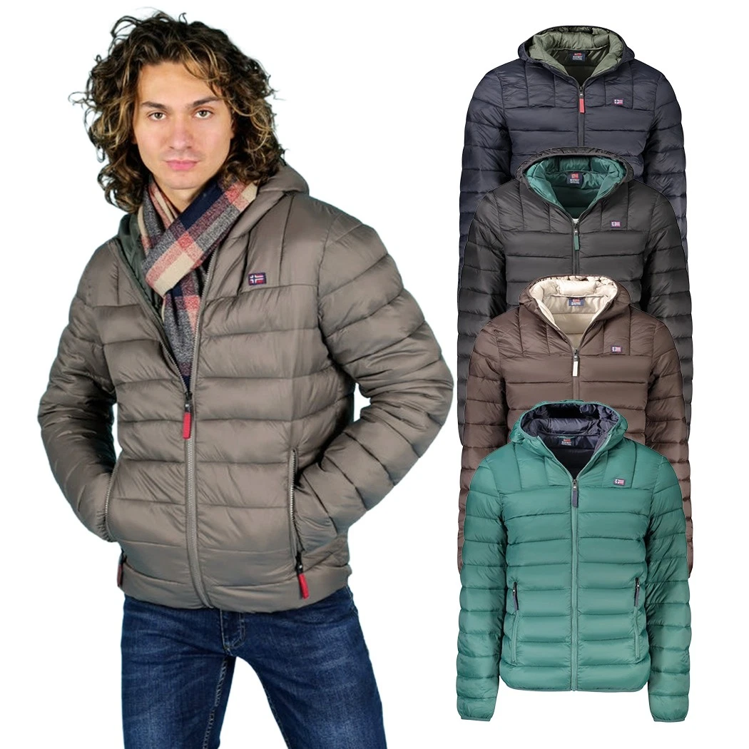 Cipo & Baxx Giacca da uomo trapuntata invernale con cappuccio con motivo a rombi, colore nero Nero XXXL