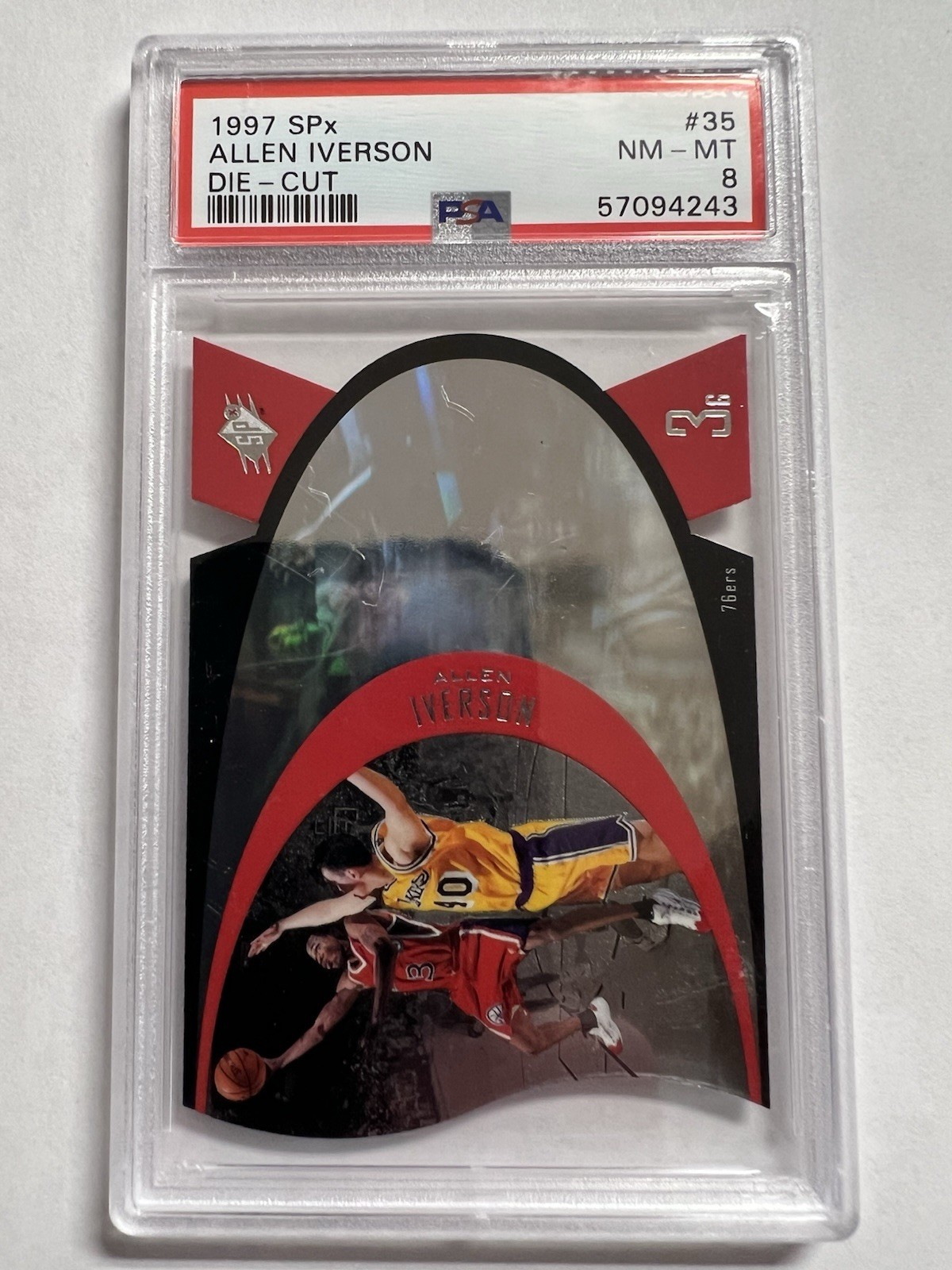 1997 SPx Allen Iverson Die-Cut #35 PSA 8 NM-MT 76ers Vintage