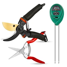 Bypass Pruning Shears Set with Garden Snips and Soil Moisture Meter – Premium...