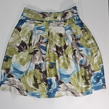 Talbots Skirt Womens Size 6P Green Blue Floral Pastel Boho Career Wear Flawed