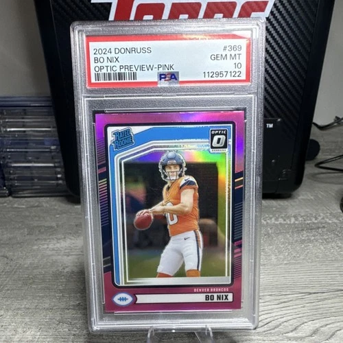 Panini Donruss Rated Rookie Bo Nix Optic Pink Prizm Denver Broncos #369 PSA 10