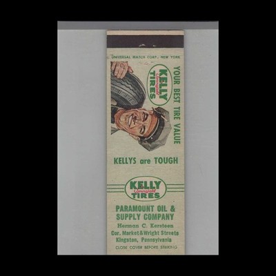 Matchbook Cover Kelly Tires Paramount Oil & Supply Kingston, PA #3