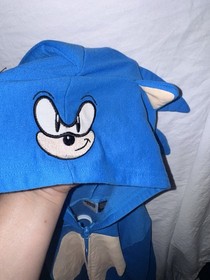 Sonic the Hedgehog Hooded Zip-Up Costume Suit Blue/Beige Polyester kids Size M