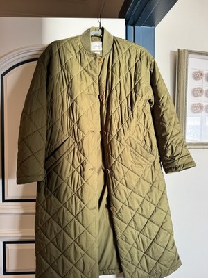Aritzia Wilfred Primaloft Dark Green Quilted Trench Coat Size XS Brand New 