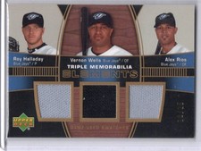 Upper Deck Elements Triple Memorabilia Alex Rios Vernon Wells Roy Halladay /25