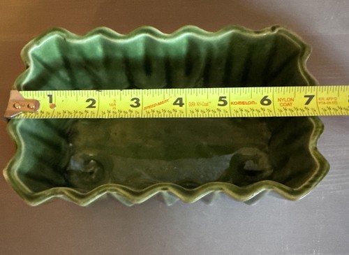 Vintage Upco Green Pottery Rectangular Ceramic Planter Pot ~ MCM~Succulents - Picture 7 of 9