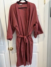 Vintage L.L. Bean Men's Red Tartan Plaid Kimono-Style Sleeves Robe Size XL USA