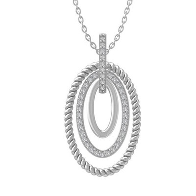 0,2 kt im Labor gezüchteter Diamant Sterlingsilber Seil ovaler Anhänger 18 Zoll Silberkette