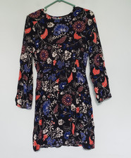 Old Navy Womens S Mini Dress Black Floral Rayon Lightweight Boho Elastic Waist