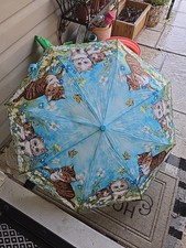 Cute, Vintage Folding Umbrella, Beautiful Illustration Of Playful Cats