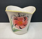 Signed Gail Pittman Pottery “Happy Birthday”Floral Footed Planter 5” Pottery USA — photo 2