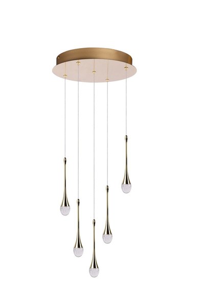 Moderne HäNgelampen 5X28W Led 2240Lm IP20 3000K Durchsichtig Goldener Glanz-image