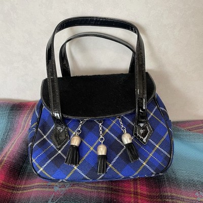 90s VivienneWestwoodヴィヴィアンウエストウッドボーダー柄❣️ VIVIENNE WESTWOOD 90s Vintage Tartan Orb Calf Hair Top Handle Bag
