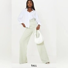 Pretty Little Thing Tall ruched high waisted trouser pants, size 6 New with Tags