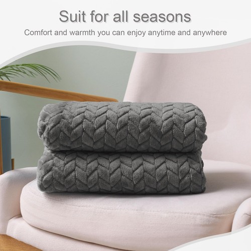 Dark Grey Fleece Throw Blanket for Couch and Bed, 50x70 Inches Soft Cozy 3D D... - Picture 6 of 10