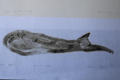 Modern art by Thora Clyne - Long cat x2 - mono print - Picture 3 of 4