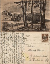 Cartolina immagini d'atmosfera: natura disegno a penna 1921