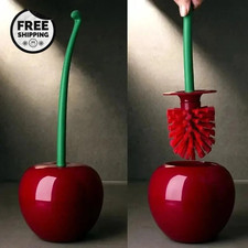 Cute Red Cherry Toilet Brush Set, Holder Included, Bathroom Cleaning Accessory