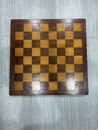 Antik Vintage Drueke No 142 16x16 Schach Dame Brett Massivholz