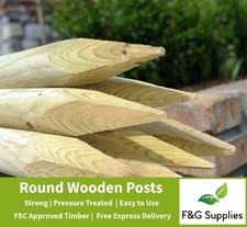 12 x Wooden Fence Posts 1.8m tall x 75mm dia. pressure treated wood