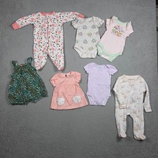 Lot of 7 Onesie Dresses Newborn Girl Carter Gerber DIsney Baby