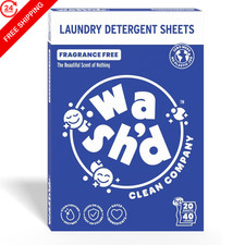Wash'd Laundry Detergent Sheets | 3 Stain-Fighting Enzymes | Baby 40 Loads