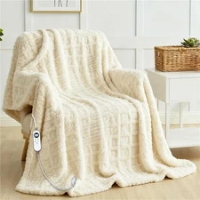 Heated Blanket Electric Throw, 50"X60" Waffle Heating Blanket with 12 Heat Level