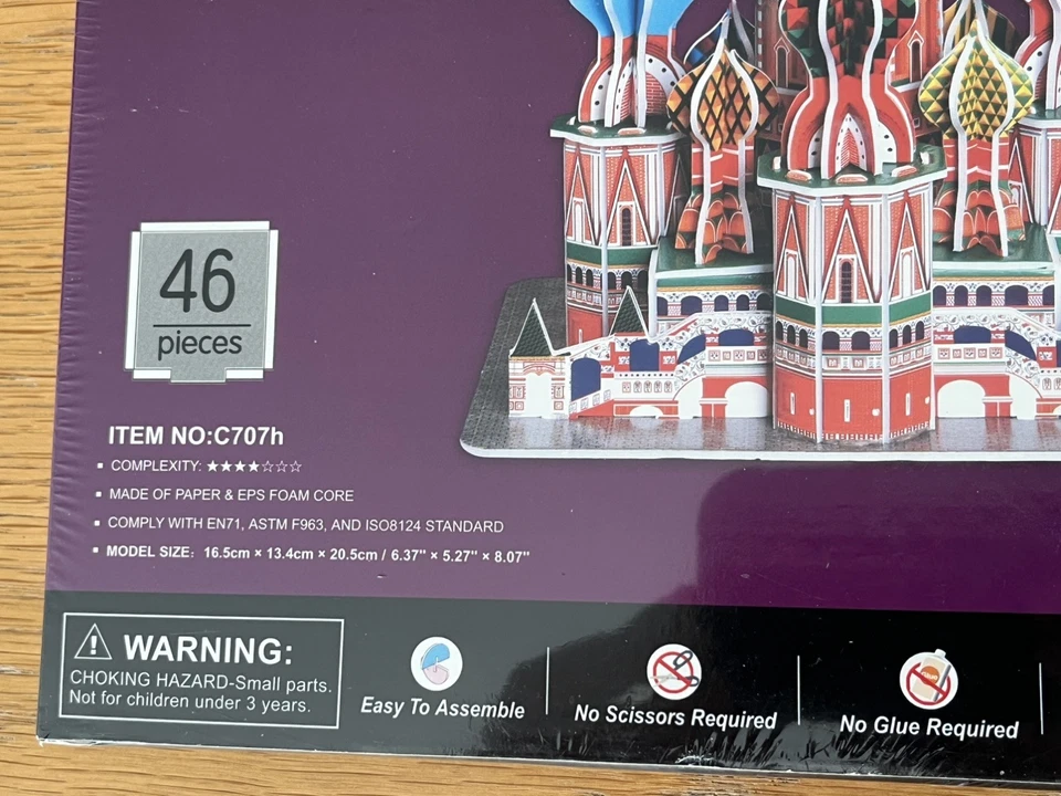 Rare St Basil's Cathedral 46 Piece 3D Jigsaw Puzzle Cubic Fun Brand New Sealed - Image 4 of 4