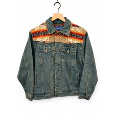 Pendleton High Grade Western Wear Denim Jacket Chief Joseph Wool Yoke Men's S