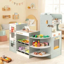 Costzon Kids Grocery Store Playset, Wooden Play Store w/Checkout Counter
