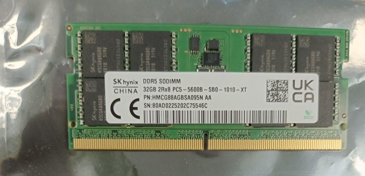 32GB / 32GB DDR5 5600Mhz PC5-5600B 2Rx8 SODIMM SK-HYNIX RAM MEMORY