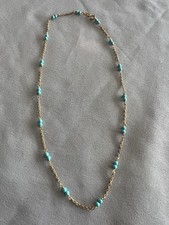 Vintage 18K Gelbgold Italien 16,25" Halskette mit Türkis 3,94 Gramm