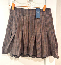 Abercrombie Fitch Women s Plaid Pleated Skirt Gray/Brown Short S Regular